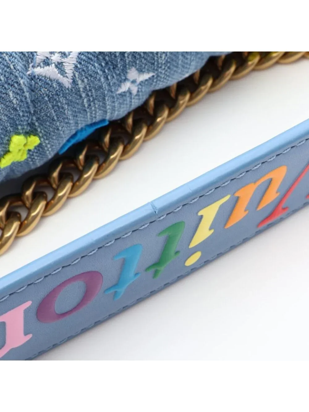 Louis Vuitton Shoulder Bag New Wave Chain MM 2-Way Denim Leather